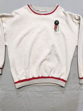 Vintage Cotton Fitz Pullover Mens Large Red White Southwestern Aztec 90s USA VTG